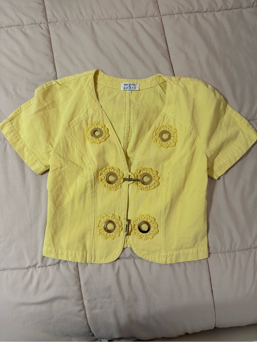 Michael & Boris Milano Italian Yellow Cropped Jacket - Picture 2 of 6